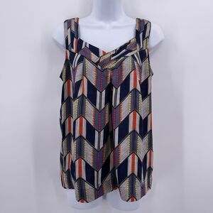 Lo're Sz S Silky Tank Top Sleeveless Geometric Pattern Casual Blouse Shirt